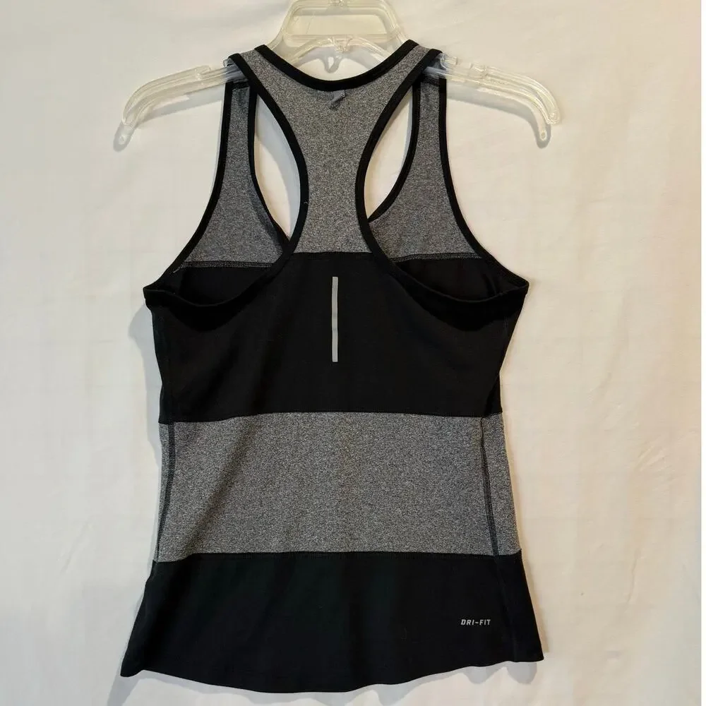 Women's Nike Dri-Fit racerback tank black gray striped small workout fitness run